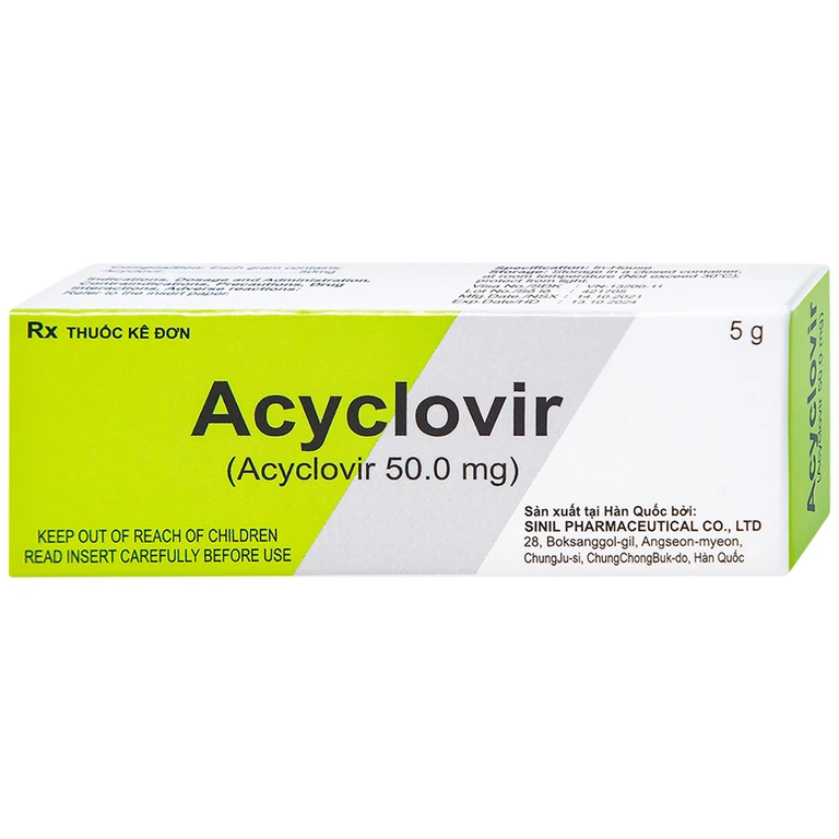 Kem bôi da Acyclovir Sinil điều trị nhiễm virus Herpes simplex (5g)