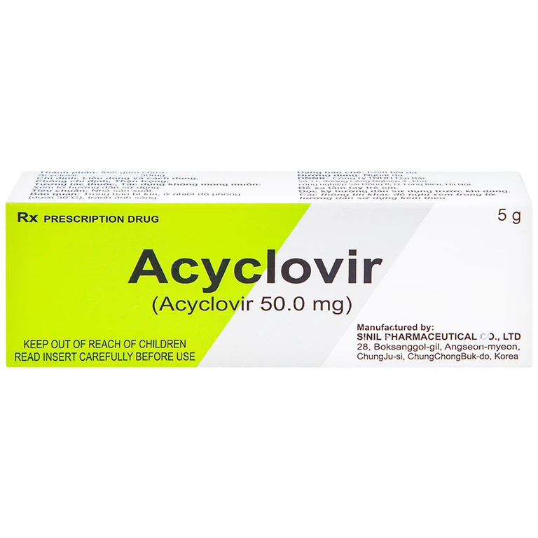 Kem bôi da Acyclovir Sinil điều trị nhiễm virus Herpes simplex (5g)