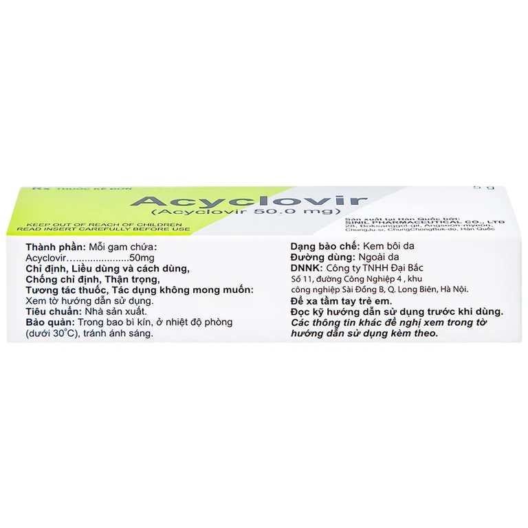 Kem bôi da Acyclovir Sinil điều trị nhiễm virus Herpes simplex (5g)