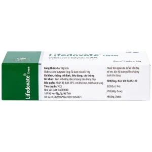 Kem bôi da Lifedovate Cream 0,05% Hadiphar điều trị các vết long eczema, viêm da (10g)
