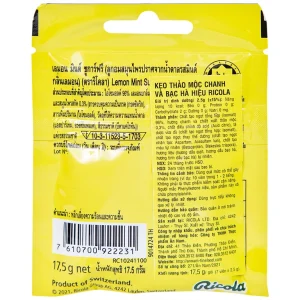 Kẹo ngậm không đường Ricola Lemon Mint thông cổ, mát họng, làm dịu cơn ho (17.5g)