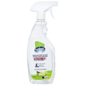 Dung dịch rửa tay khô Natural Hand Sanitizer trà xanh và sả chanh làm sạch tay, khử mùi, dưỡng ẩm (500ml)