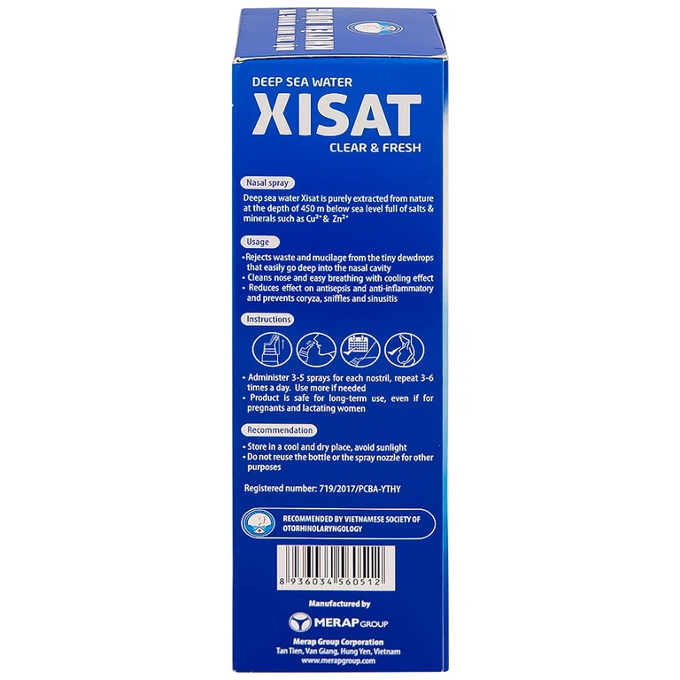 Xịt mũi nước biển sâu Xisat 75ml xịt sạch thông mũi dùng cho người lớn