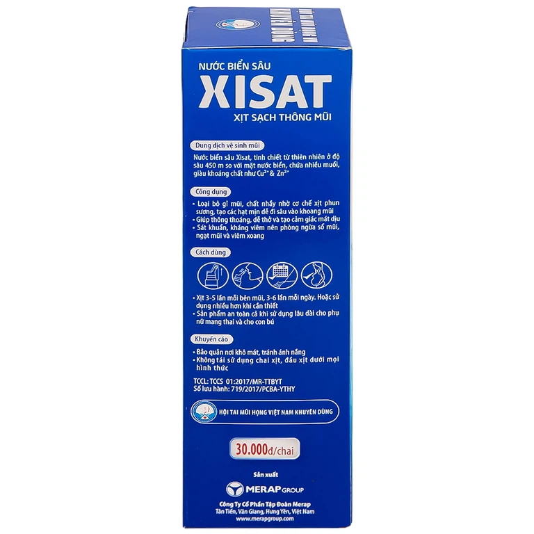 Xịt mũi nước biển sâu Xisat 75ml xịt sạch thông mũi dùng cho người lớn