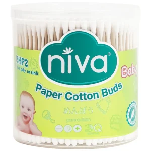 Tăm bông sơ sinh Niva BHP2 2 đầu tròn vệ sinh tai, mũi, vệ sinh cá nhân (400 que)