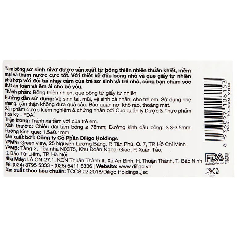 Tăm bông thân giấy Niva Baby BZP1 2 đầu tròn túi Zip vệ sinh tai, mũi, vệ sinh cá nhân cho trẻ em (200 que)