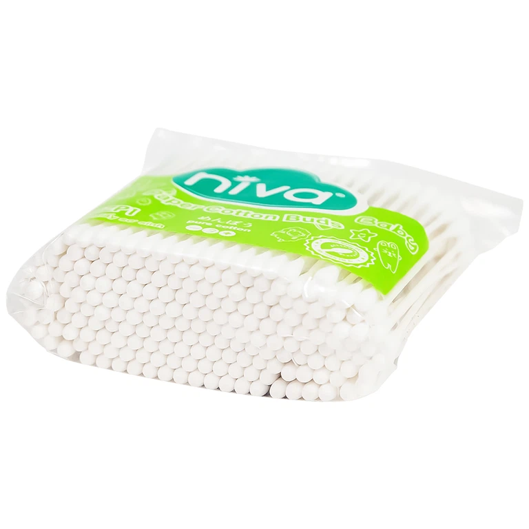 Tăm bông thân giấy Niva Baby BZP1 2 đầu tròn túi Zip vệ sinh tai, mũi, vệ sinh cá nhân cho trẻ em (200 que)