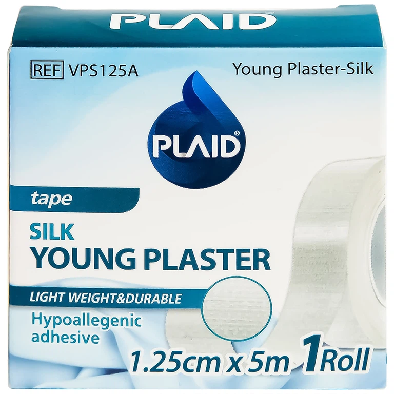 Băng keo cuộn lụa Young Plaster-Silk 1.25cm x 5m Young Chemical cố định ống truyền dẫn, dán lên gạc cố định vết thương (1 cuộn)