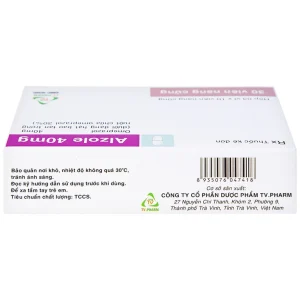 Thuốc Alzole 40mg TV.Pharm điều trị viêm thực quản, viêm loét dạ dày, tá tràng (3 vỉ x 10 viên)