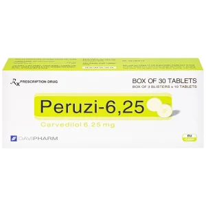 Viên nén Peruzi-6,25 DaViPharm chống tăng huyết áp, chống đau thắt ngực (3 vỉ x 10 viên)