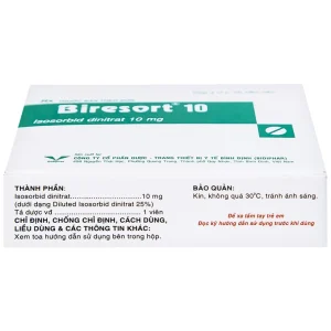 Thuốc Biresort 10 Bidiphar phòng và điều trị cơn đau thắt ngực, suy tim sung huyết (3 vỉ x 20 viên)