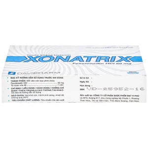 Thuốc Xonatrix 60mg DaviPharm điều trị triệu chứng viêm mũi dị ứng theo mùa (3 vỉ x 10 viên)