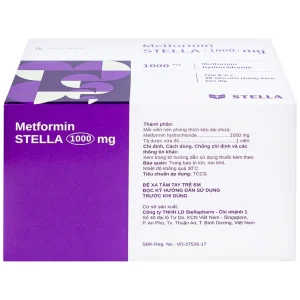 Thuốc Metformin Stella 1000mg điều trị đái tháo đường típ 2 (6 vỉ x 10 viên)