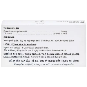 Thuốc Eprazinone 50mg Mebiphar điều trị viêm phế quản, suy hô hấp mạn tính (30 viên)