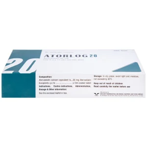 Thuốc Atorlog 20mg Bidiphar điều trị tăng cholesterol toàn phần và LDL-cholesterol (3 vỉ x 10 viên)