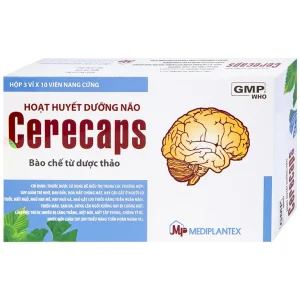 Hoạt huyết dưỡng não Cerecaps Mediplantex điều trị suy giảm trí nhớ, đau đầu (3 vỉ x 10 viên)
