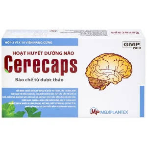 Hoạt huyết dưỡng não Cerecaps Mediplantex điều trị suy giảm trí nhớ, đau đầu (3 vỉ x 10 viên)