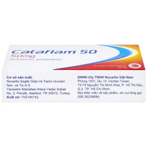 Thuốc Cataflam 50 Novartis điều trị đau sau chấn thương, viêm và sưng do bong gân (1 vỉ x 10 viên)