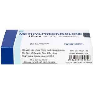 Thuốc Methylprednisolone 16mg Usa - Nic Pharma kháng viêm và ức chế miễn dịch, chống dị ứng (3 vỉ x 10 viên)