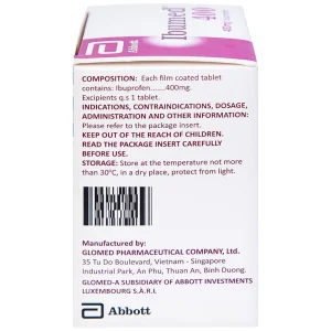 Thuốc Ibumed 400 Glomed giảm đau do cảm cúm, cảm lạnh, viêm khớp dạng thấp (10 vỉ x 10 viên)