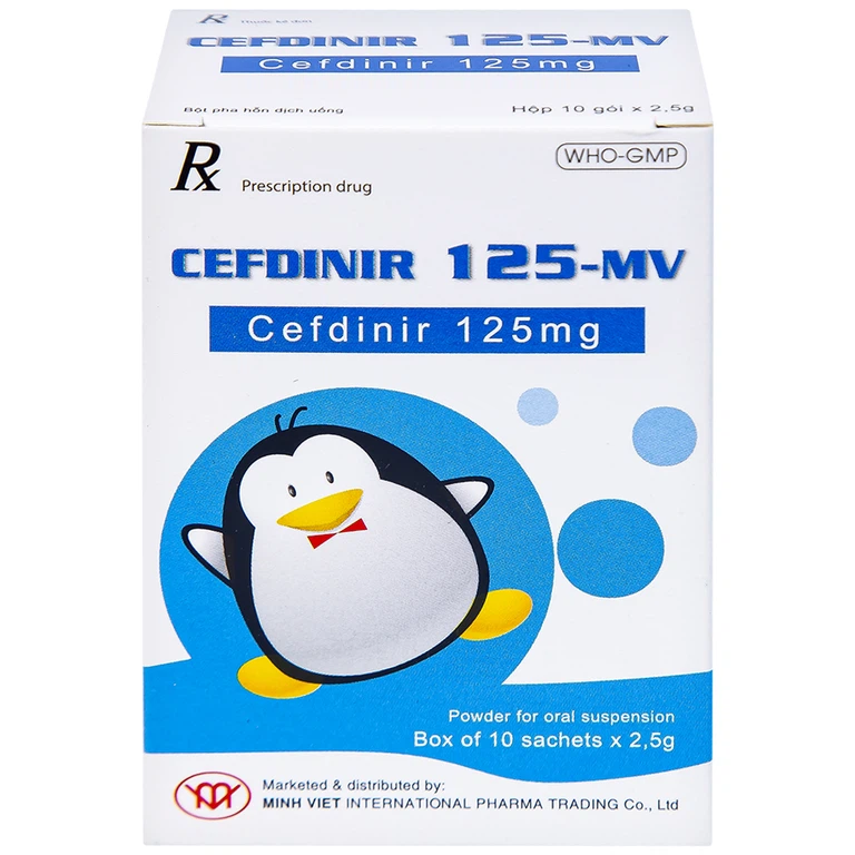 Bột pha hỗn dịch uống Cefdinir 125 - MV USP điều trị nhiễm khuẩn (10 gói)