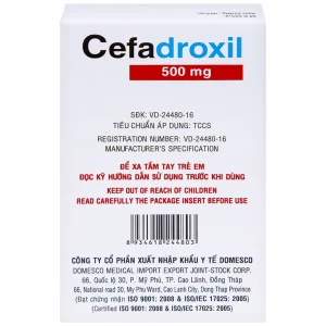 Thuốc Cefadroxil 500mg Domesco điều trị nhiễm khuẩn (2 vỉ x 10 viên)