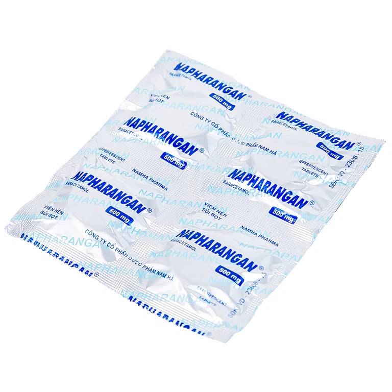 Viên sủi Napharangan 500mg Nam Hà hạ nhiệt, giảm đau, điều trị sốt từ nhẹ đến vừa (4 vỉ x 4 viên)