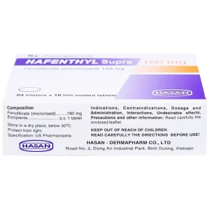 Thuốc Hafenthyl Supra 160mg Hasan điều trị tăng triglycerid máu (3 vỉ x 10 viên)