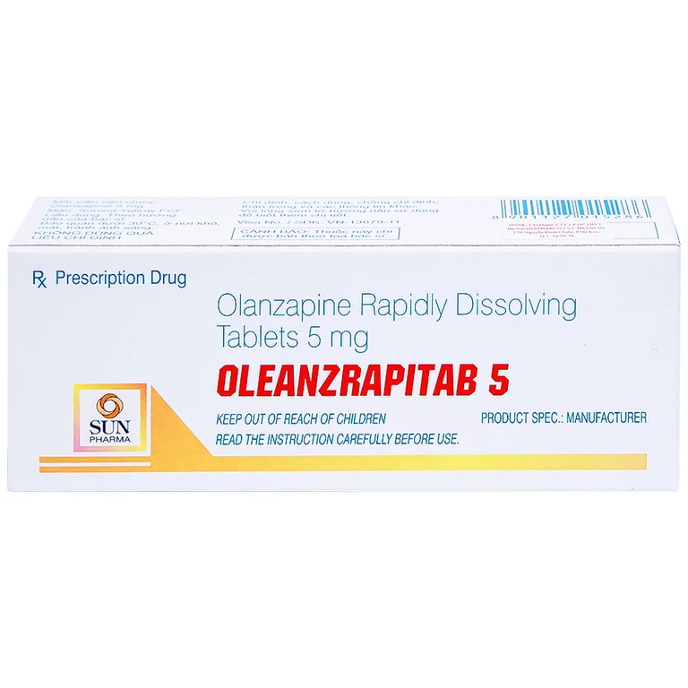 Viên nén Oleanzrapitab 5 Sun Pharma điều trị bệnh tâm thần phân liệt (5 vỉ x 10 viên)