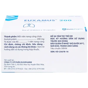 Thuốc Euxamus 200mg Euvipharm tiêu chất nhầy trong bệnh nhầy nhớt (10 vỉ x 10 viên)