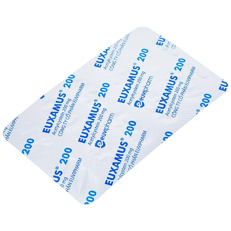 Thuốc Euxamus 200mg Euvipharm tiêu chất nhầy trong bệnh nhầy nhớt (10 vỉ x 10 viên)