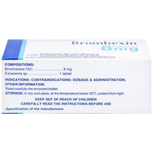 Thuốc Bromhexin 8mg Dược 3-2 tan đàm trong viêm khí phế quản, viêm phế quản mạn tính (10 vỉ x 20 viên)