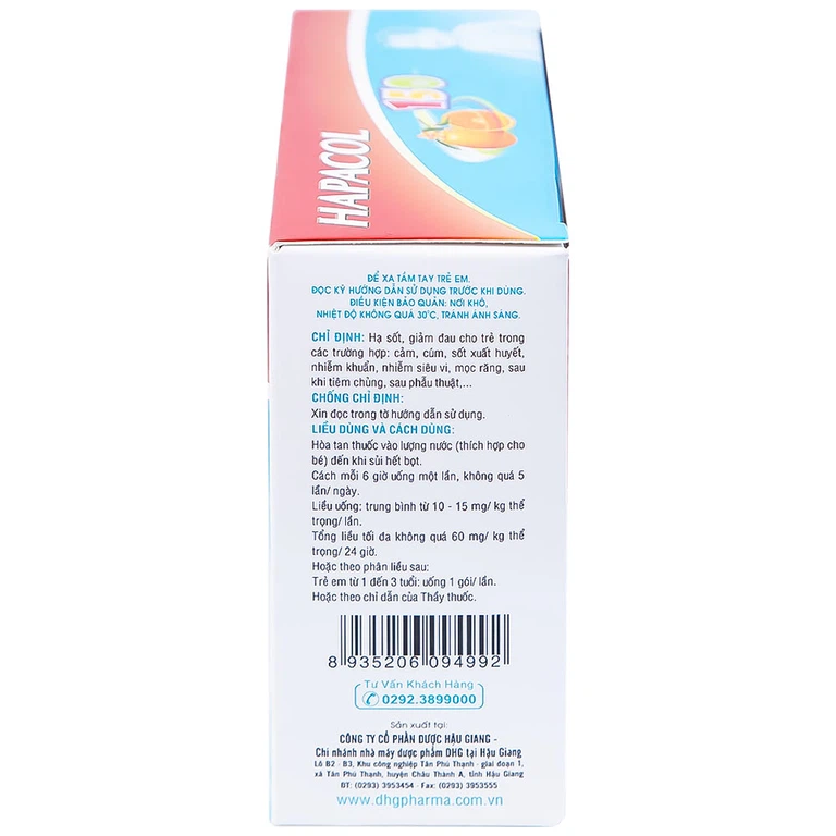 Bột Hapacol 150 DHG giảm đau, hạ sốt (24 gói)