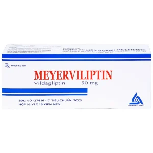 Viên nén Meyerviliptin 50mg Meyer-BPC hỗ trợ chế độ ăn kiêng, kiếm soát đường huyết (3 vỉ x 10 viên)