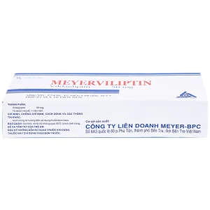 Viên nén Meyerviliptin 50mg Meyer-BPC hỗ trợ chế độ ăn kiêng, kiếm soát đường huyết (3 vỉ x 10 viên)