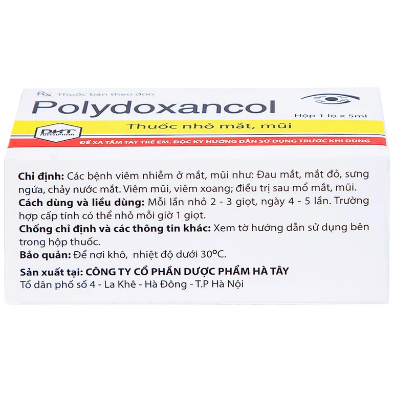 Thuốc nhỏ mắt, mũi Polydoxancol Hataphar điều trị viêm nhiễm mắt và mũi (5ml)