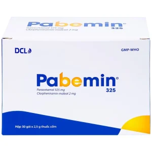 Cốm Pabemin 325 Pharimexco điều trị sốt từ nhẹ đến vừa, cảm lạnh, ho, sổ mũi (30 gói)