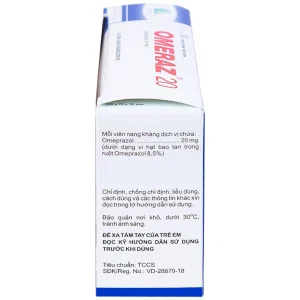 Viên nang Omeraz 20 Boston điều trị và dự phòng tái phát loét dạ dày, tá tràng (5 vỉ x 4 viên)