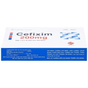 Thuốc Cefixim 200mg Vidipha điều trị nhiễm khuẩn (1 vỉ x 10 viên)