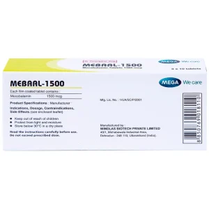 Viên nén Mebaal-1500 MEGA We Care điều trị các bệnh lý thần kinh ngoại biên (3 vỉ x 10 viên)