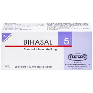 Thuốc Bihasal 5mg Hasan điều trị tăng huyết áp, đau thắt ngực, suy tim mạn tính ổn định (5 vỉ x 10 viên)