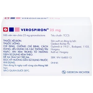 Thuốc Verospiron 25mg Gedeon điều trị ngắn hạn phẫu thuật (1 vỉ x 20 viên)