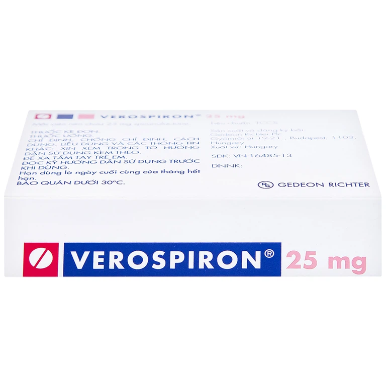 Thuốc Verospiron 25mg Gedeon điều trị ngắn hạn phẫu thuật (1 vỉ x 20 viên)