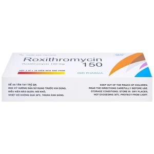 Thuốc Roxithromycin 150 DHG điều trị các loại nhiễm khuẩn, bệnh bạch hầu, ho gà (3 vỉ x 10 viên)