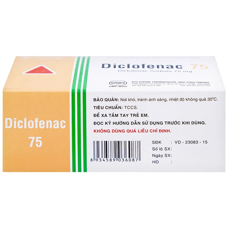 Thuốc Diclofenac 75 Uphace điều trị dài ngày viêm khớp mạn, thoái hóa khớp (10 vỉ x 10 viên)