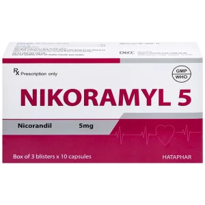 Viên nang cứng Nikoramyl 5 Hà Tây phòng và điều trị cơn đau thắt ngực (3 vỉ x 10 viên)