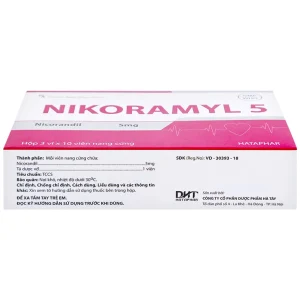 Viên nang cứng Nikoramyl 5 Hà Tây phòng và điều trị cơn đau thắt ngực (3 vỉ x 10 viên)