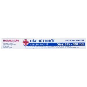 Dây hút nhớt Hoàng Sơn size 8 FR - 500mm dùng để hút dịch đờm trong khoang mũi, miệng, họng