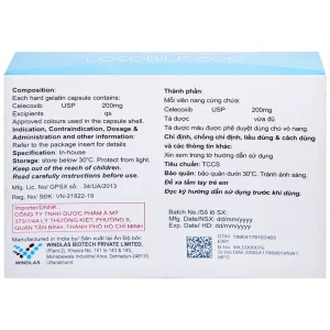 Viên nang cứng Locobile-200 Windlas Biotech điều trị thoái hóa khớp, viêm khớp dạng thấp (3 vỉ x 10 viên)
