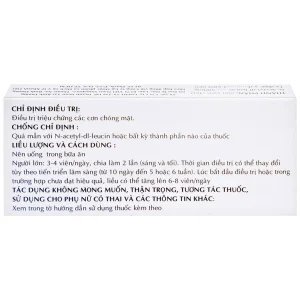 Thuốc Taginyl 500mg Thành Nam điều trị triệu chứng cơn chóng mặt (2 vỉ x 10 viên)